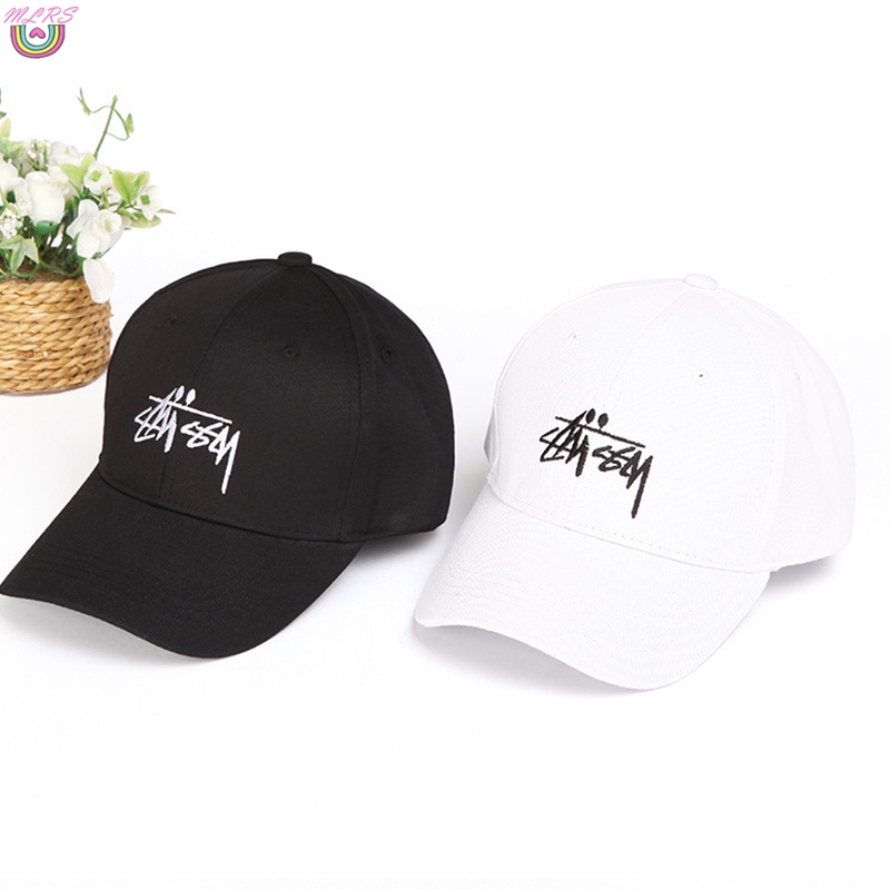 Mũ Lưỡi Trai Bóng Chày Màu Trắng/Đen Thêu Chữ Cá Tính Cho Nam Nữ