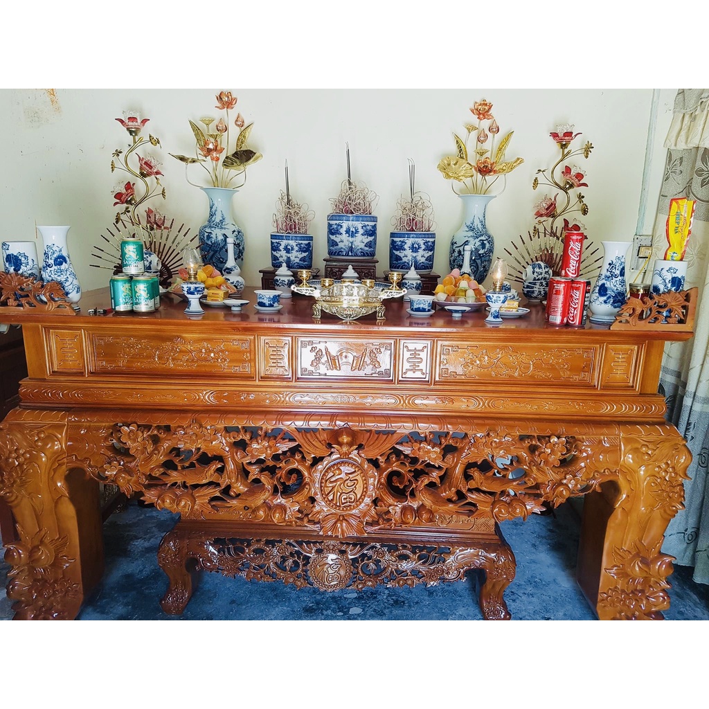 BÓ HOA SEN ĐỒNG 10 CÀNH TRANG TRÍ BAN THỜ CHẤT LIỆU DÀY DẶN