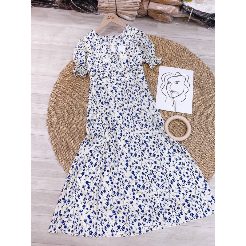 [FREESHIP - HÀNG LOẠI 1] VÁY MAXI HOA XANH NỀN TRẮNG SIÊU XINH | BigBuy360 - bigbuy360.vn