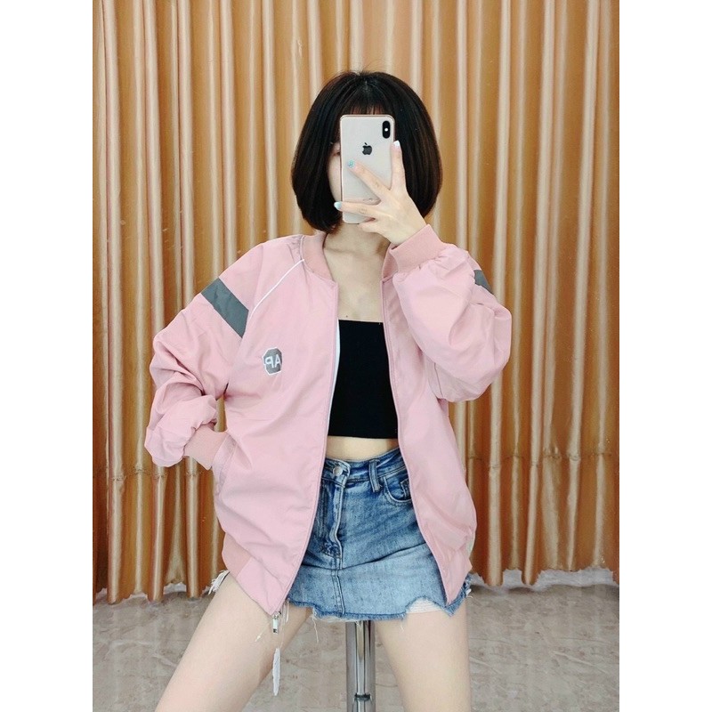 Áo khoác bomber phối viền dây kéo cao cấp
