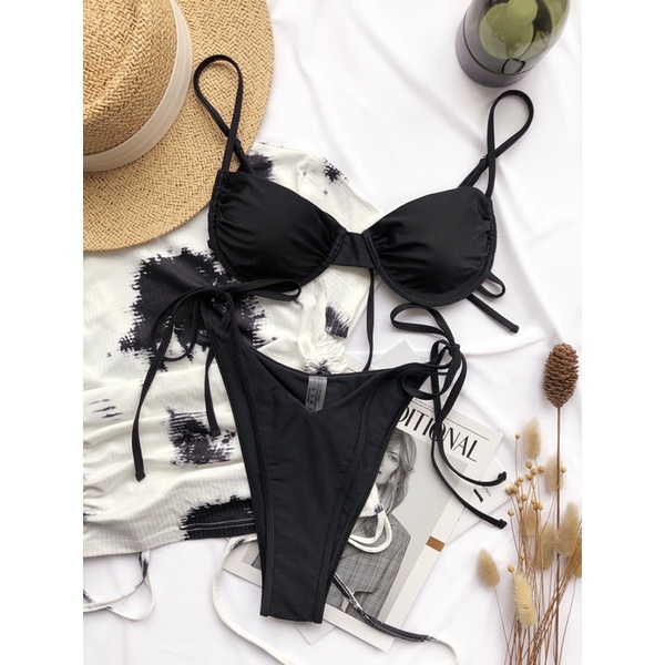 [BKN1234] &lt;ÂU&gt; SET BIKINI ĐEN (CÓ GỌNG)