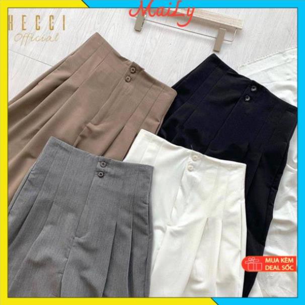 Quần Baggy nữ cạp liền siêu cao - Quần baggy cạp liền chất vải tuyết mưa lên dáng cực đẹp | BigBuy360 - bigbuy360.vn