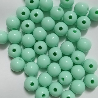 10-25-50gam hạt nhựa tròn bóng màu xanh ngọc size 8mm