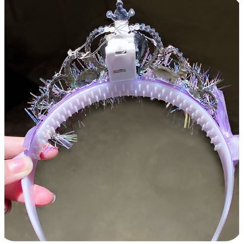 Đồ hóa trang Bờm phát sáng Cài tóc ELSA, Bạch Tuyết Băng đô công chúa có đèn nhấp nháy cho bé gái