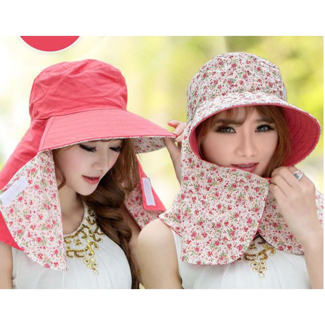 Mũ chống nắng kèm khẩu trang 2 lớp cotton siêu thoáng
