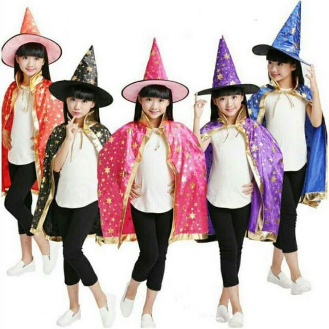 Bộ hoá trang phù thủy, áo choàng, nón, gậy........