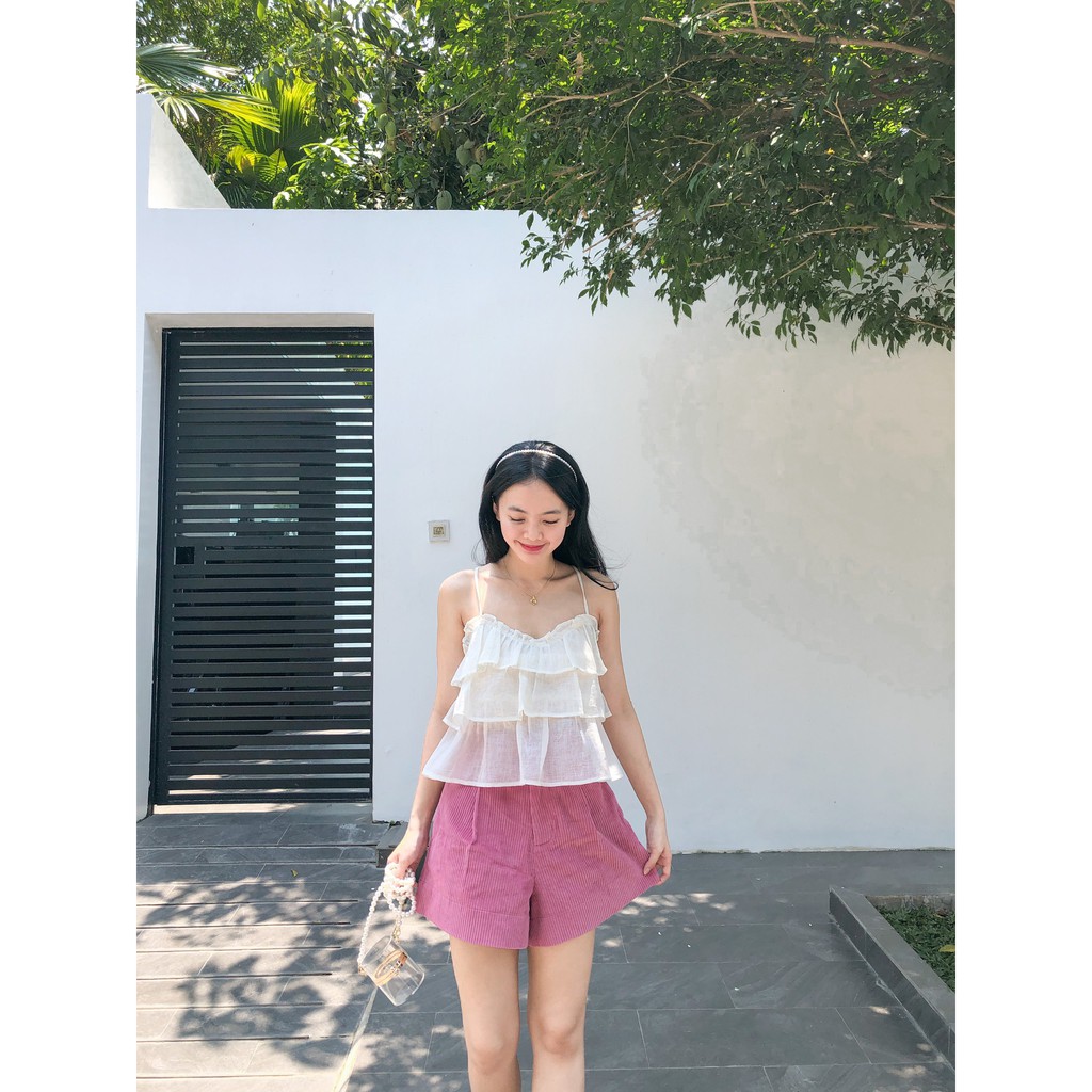 Quần shorts nhung lưng liền ống rộng MAGENTA SHORTS