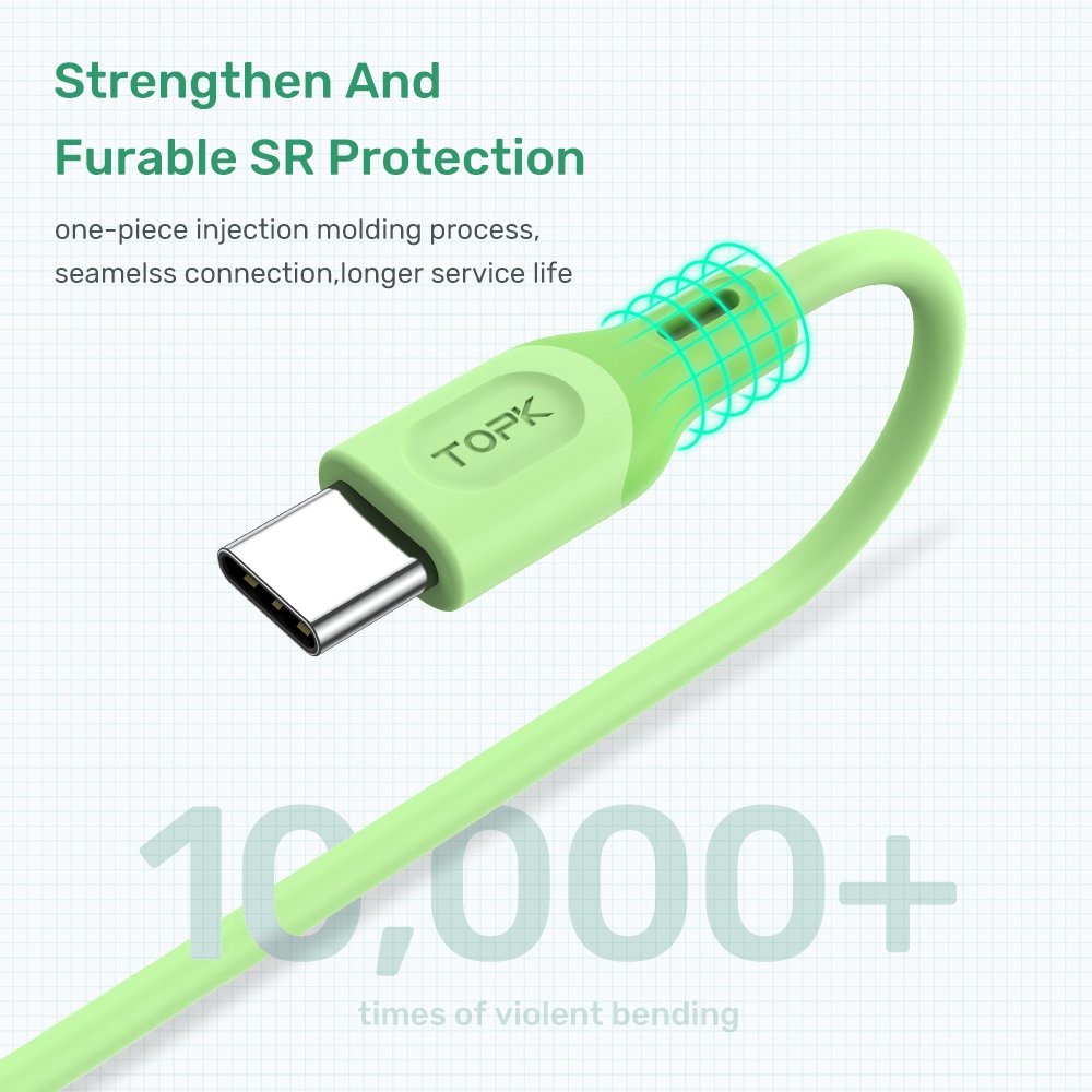 Cáp Sạc Micro Usb Type C Topk An84 Làm Bằng Tpe Silicone Mềm #5
