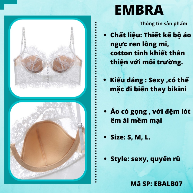 Áo bra nữ có gọng ren hoa siêu cấp thoáng mát khuy lưng U 1 móc mã EBALB07