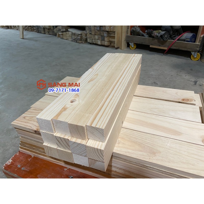 [MS101] Thanh gỗ thông vuông 5cm x 5cm x dài 50cm + láng mịn 4 mặt