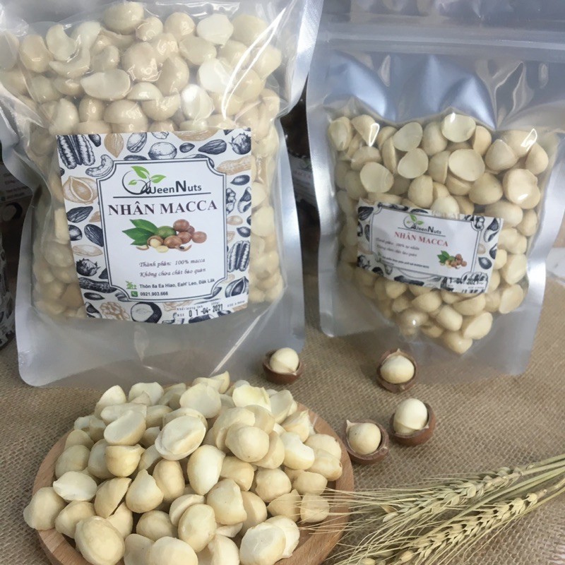 500gr Nhân macca vỡ đôi đã tách vỏ Đak Lak nhà trồng đã sấy chín | BigBuy360 - bigbuy360.vn