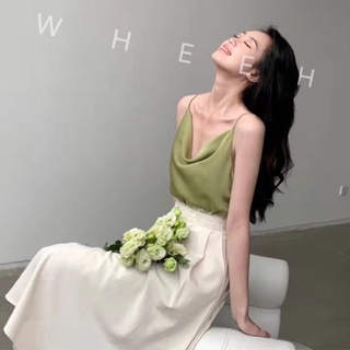 Áo 2 dây cổ đỗ vải lụa sexy dự tiệc