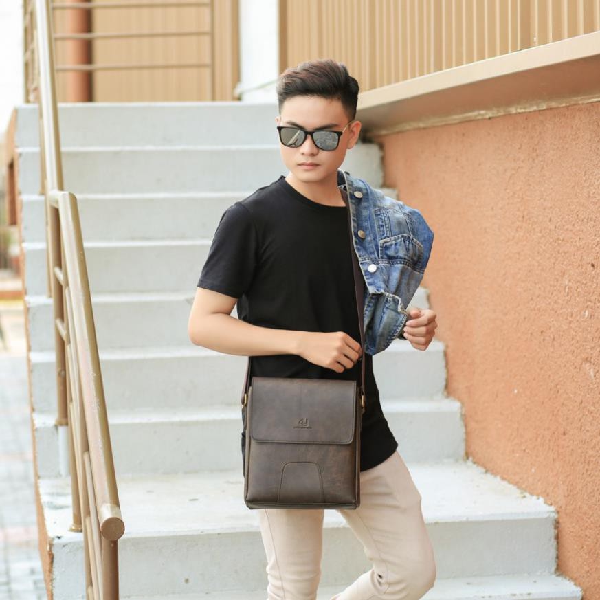 Túi Đeo Chéo Nam Cao Cấp Thời Tang D267 (đen -nâu)  [Bh 12 tháng] | BigBuy360 - bigbuy360.vn