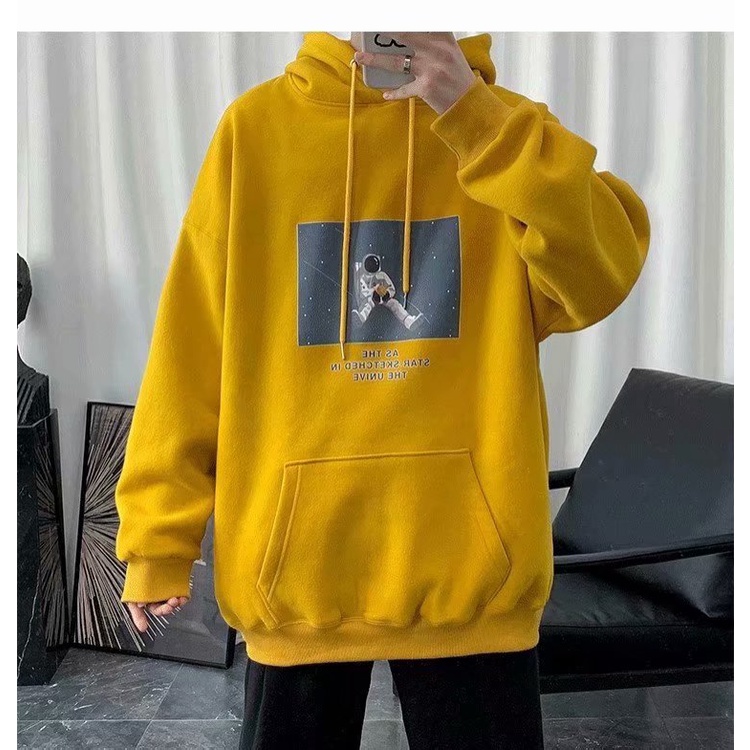 Áo hoodie tay dài dáng rộng in chữ phong cách hiphop đường phố Hàn Quốc thời trang mùa đông cho nam cỡ lớn M-5XL