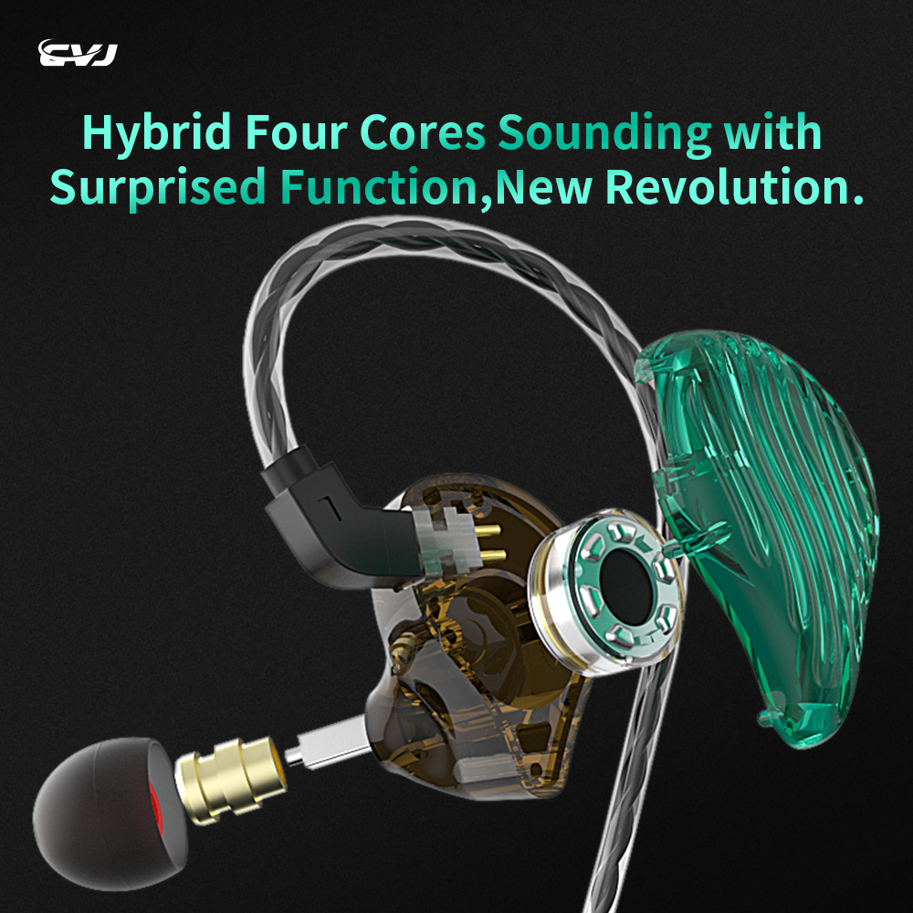 CVJ CSE 2BA+1DD Hybrid 4 Cores Driver HIFI In Ear Monitor Earphone with 2PIN 0.75MM Connector KZ ZSX ZS10PRO BLON BL03 BL05 BA5