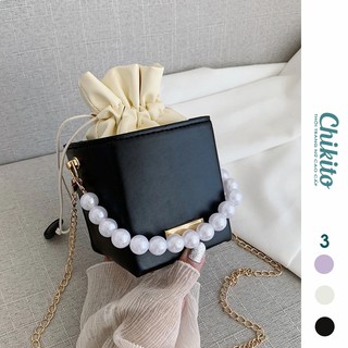 Chikito | ❤️ siêu rẻ ❤️ túi xách nữ dáng hộp vuông da trơn - túi xách hộp dây ngọc quảng châu siêu sang