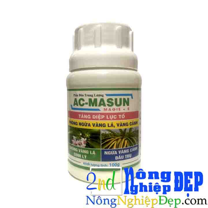 Phân Bón Trung Lượng AC MASUN 100g - Ngăn Ngừa Vàng lá, Vàng Cành - Tăng Diệp Lục Tố