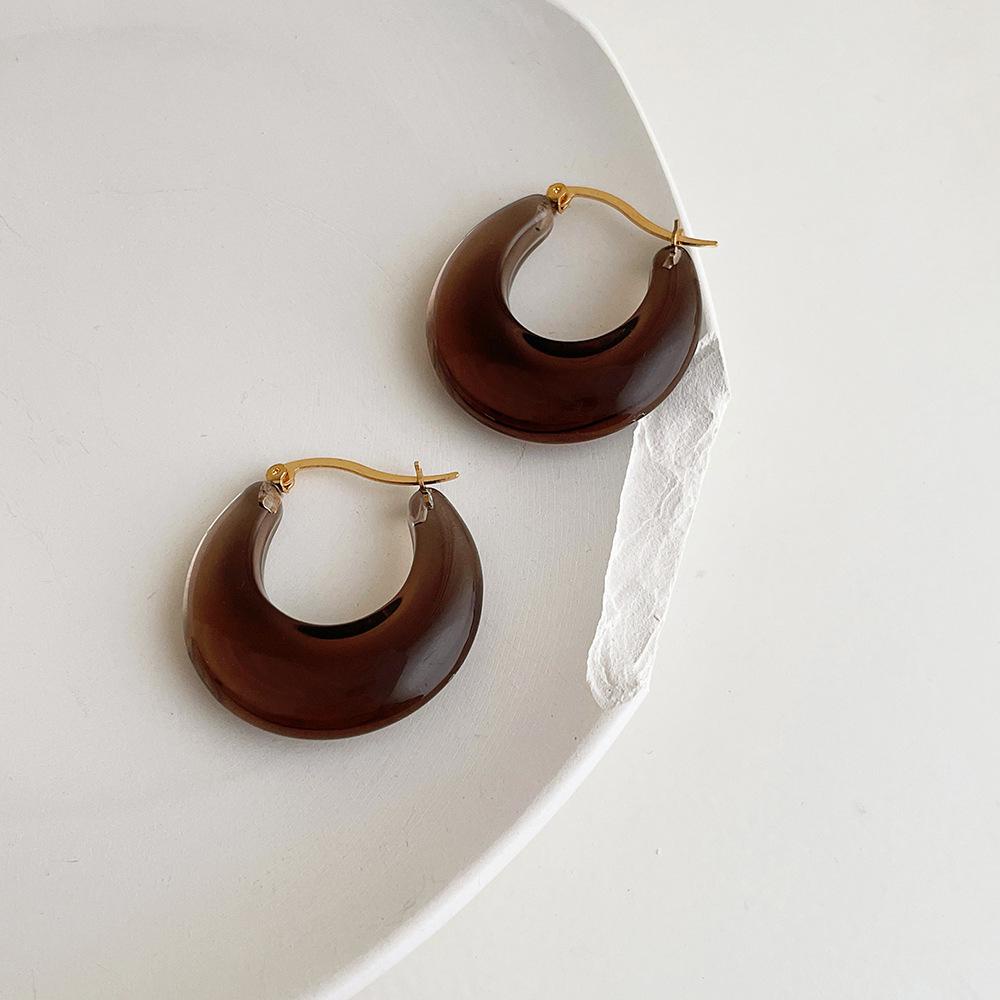 Bông Tai Dạng Vòng Nhiều Màu Sắc Bằng Nhựa Phong Cách Hàn Quốc Thời Trang Cho Nữ