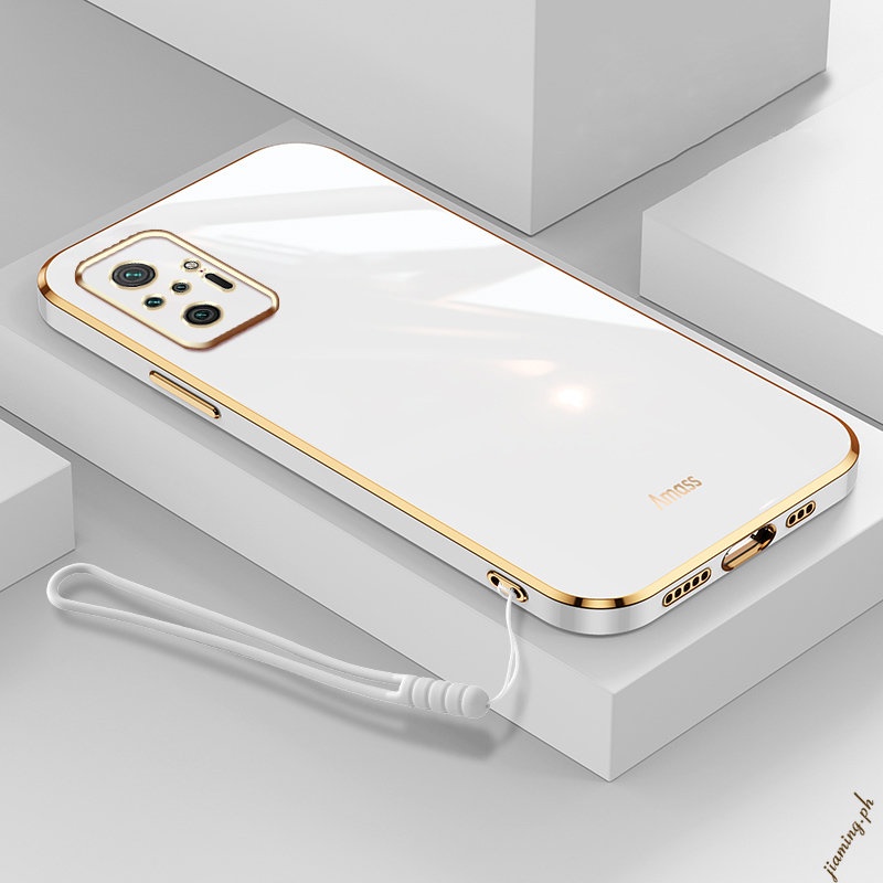 Ốp Điện Thoại Mạ Viền 6D Bằng Silicon Mềm Chất Lượng Cao Kèm Dây Đeo Cho mi Xiaomi Redmi Note 10 Pro Max Note 10 Pro Sự Bảo Vệ