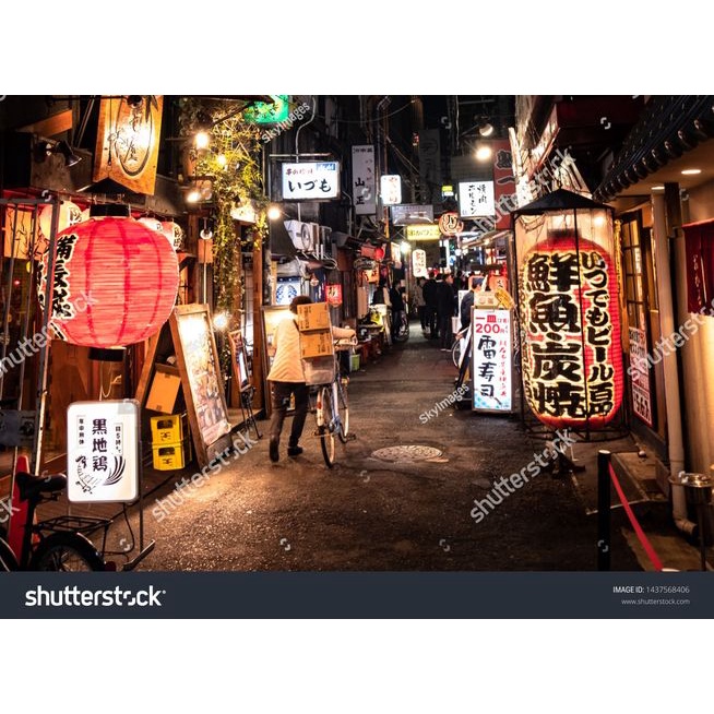 Tranh dán tường góc Phố Nhật Bản 3D hiện đại, nhiều mẫu