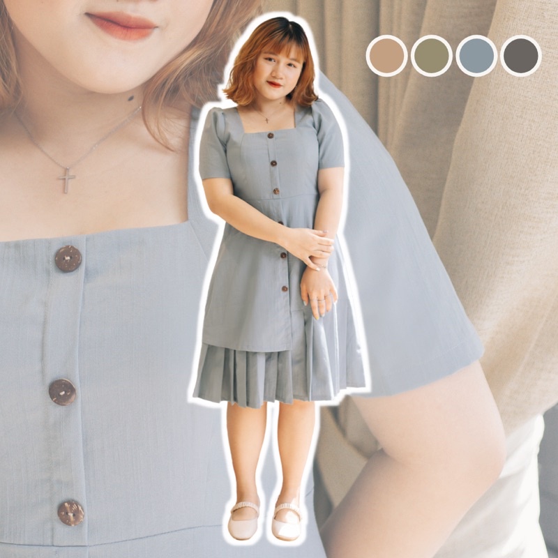 VÁY ĐẦM BIGSIZE CỔ VUÔNG XẾP LY DÁNG A - HERA DRESS - IZYBYNHI | BigBuy360 - bigbuy360.vn