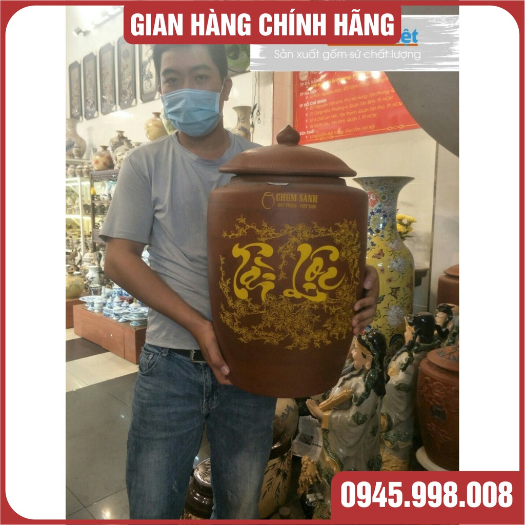 [GIÁ SỐC] HŨ ĐỰNG GẠO BẰNG GỐM MÀU NÂU GẠCH ĐỎ- HÀNG CAO CẤP GỐM SỨ BÁT TRÀNG ĐẸP CHUẨN THƯƠNG HIỆU - XƯỞNG GỐM VIỆT