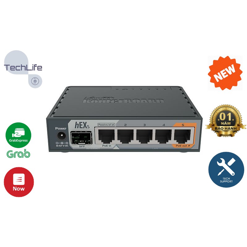 Thiết bị Router Mikrotik RB760iGS (Hex S) | New Fullbox - BH 12 tháng | Hỗ trợ cài đặt miễn phí