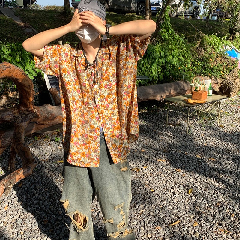 Áo Sơ Mi Nam Ngắn Tay Họa Tiết Hoa Văn Phong Cách Hawaii Màu Sắc Size S-4Xl