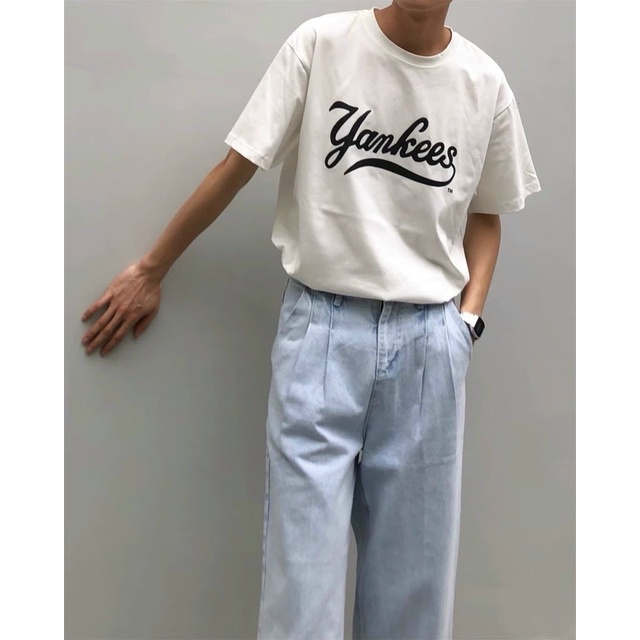 ÁO THUN TAY LỠ COTTON YANKEES UNISEX NAM NỮ (kèm hình chụp thật)