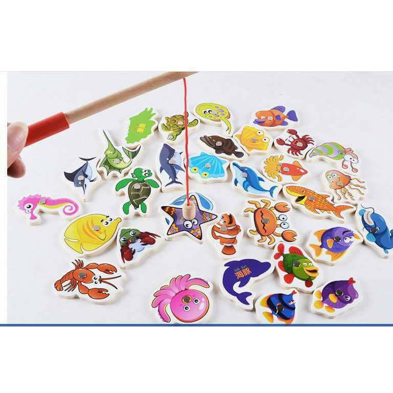 Bộ đồ chơi câu cá gỗ - 32 sinh vật biển
