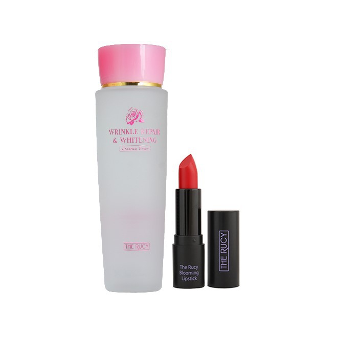 Combo 2 món dưỡng da trang điểm The Rucy Nước hoa hồng 150ml &amp; Son matte 4 3.5g