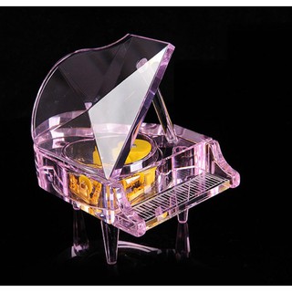 Hộp nhạc piano pha lê màu hồng vật dụng trang trí & quà tặng tình nhân ý nghĩa