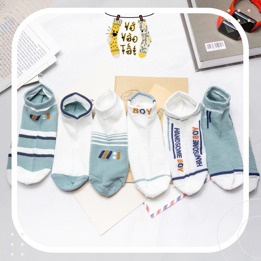 TẤT VỚ CỔ NGẮN NAM CHẤT COTTON NHẸ THOÁNG KHÍ XANH TRẮNG