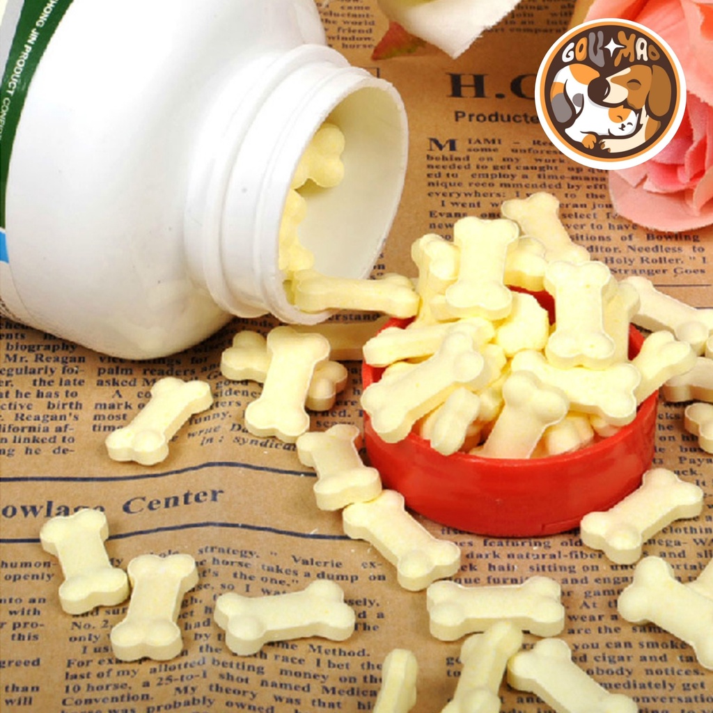 ( BÁN LẺ ) Viên Nhai Giúp Bổ Sung canxi + magie cho chó mèo Ca+Mg Hộp 255 viên - GouMaO