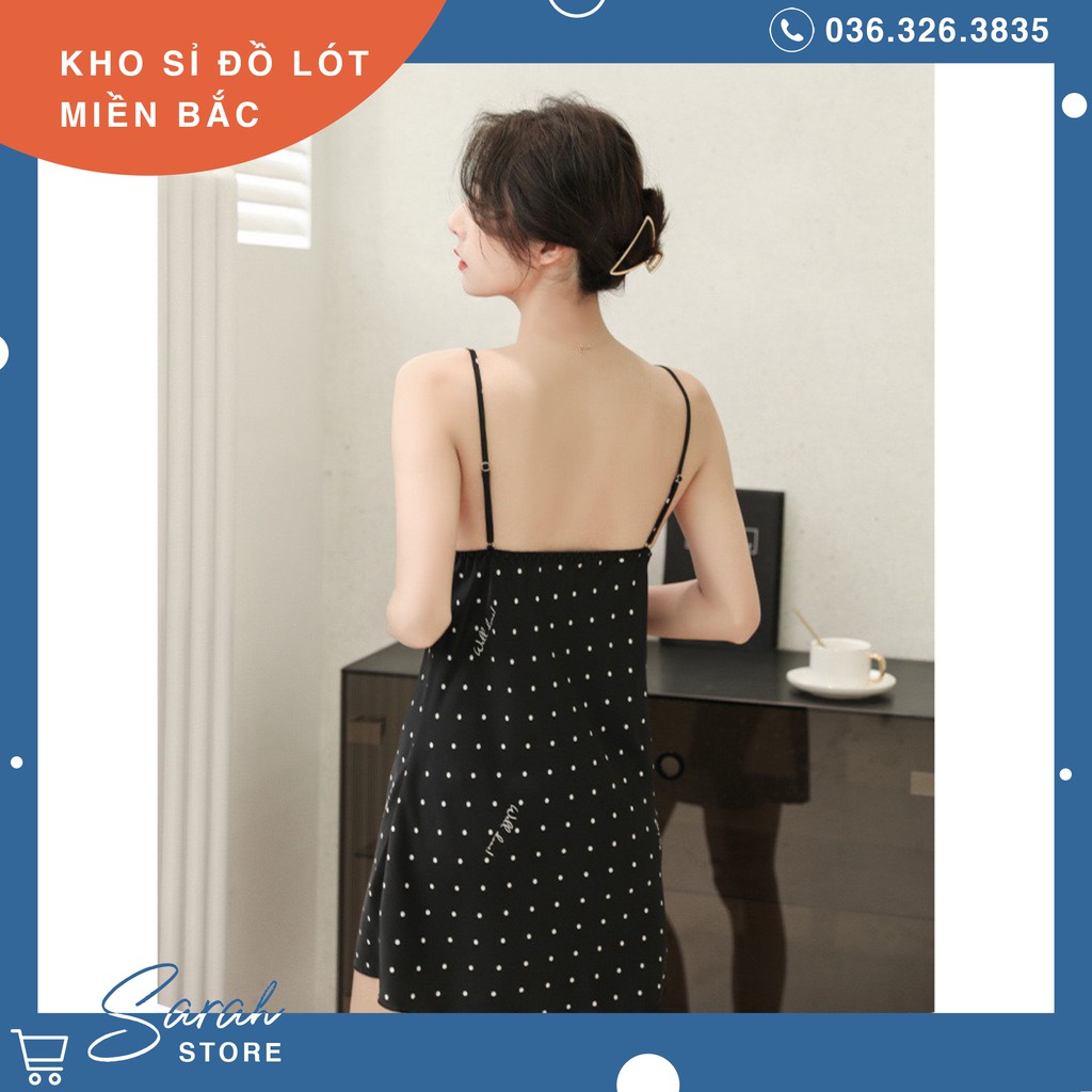 Váy Ngủ Lụa ,Đầm Ngủ Lụa Cao Cấp ( Chấm Bi )