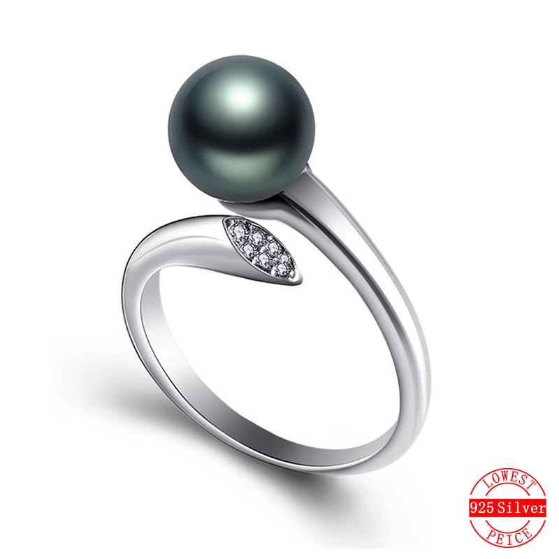 Nhẫn bạc S925 đính ngọc trai đen