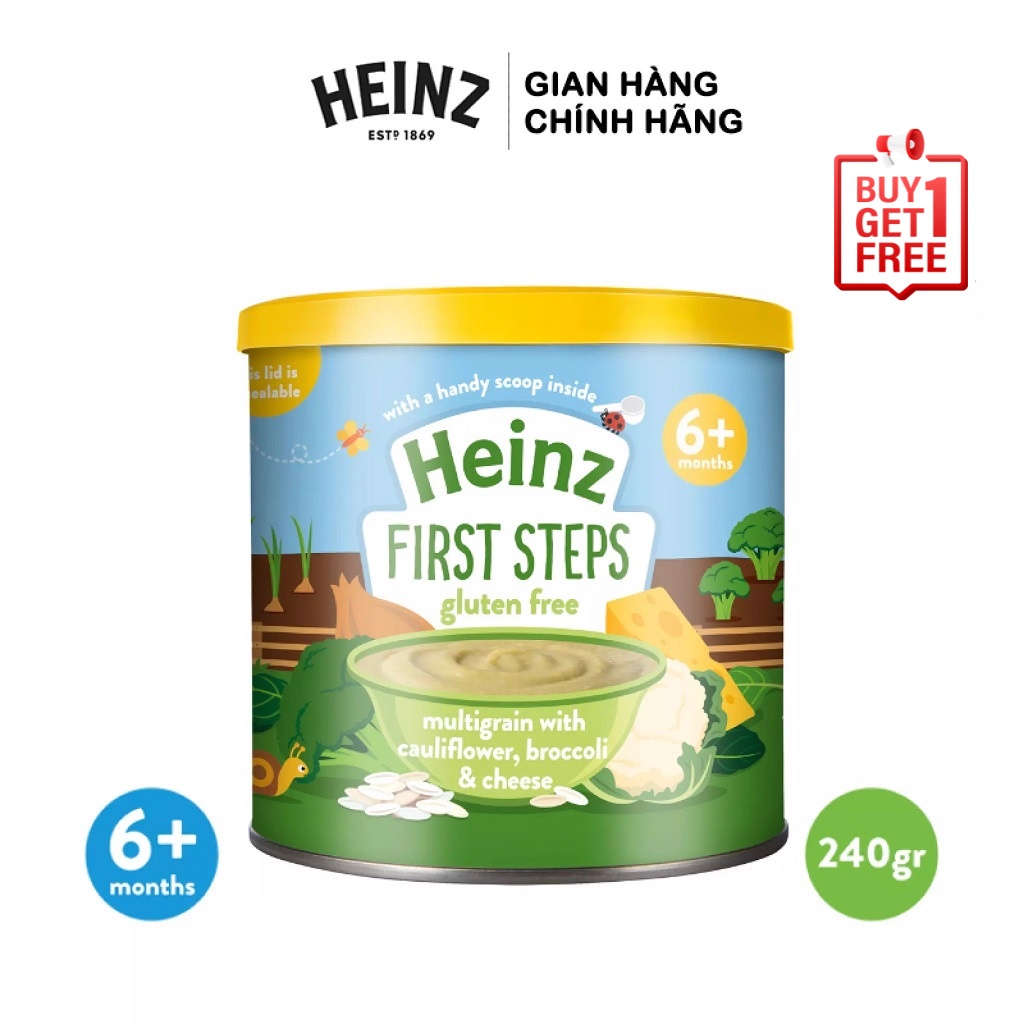 Bột Ngũ Cốc, Súp Lơ, Bông Cải & Phô Mai HEINZ 200g (Date 07/09/2022) + Tặng 1 Bột Cháo Kem Chuối (Date T02/22)