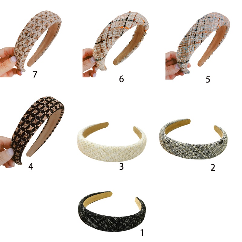 Băng Đô Vải Tweed Dệt Kim Bản Rộng Họa Tiết Kẻ Sọc Cổ Điển Thanh Lịch Cho Nữ