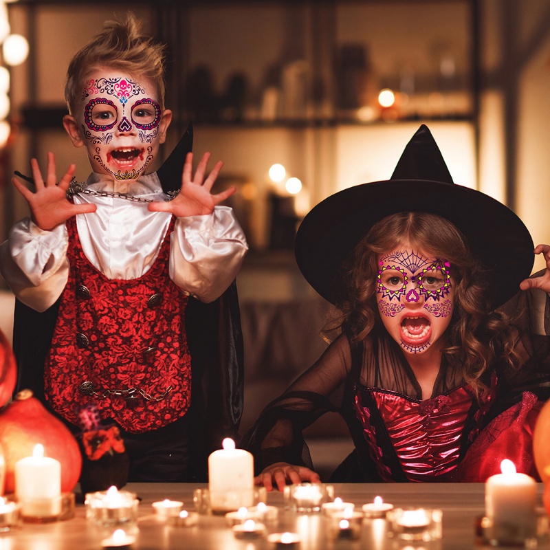 1 Tấm Hình Xăm Dán Chống Tia UV Phát Quang Họa Tiết Halloween