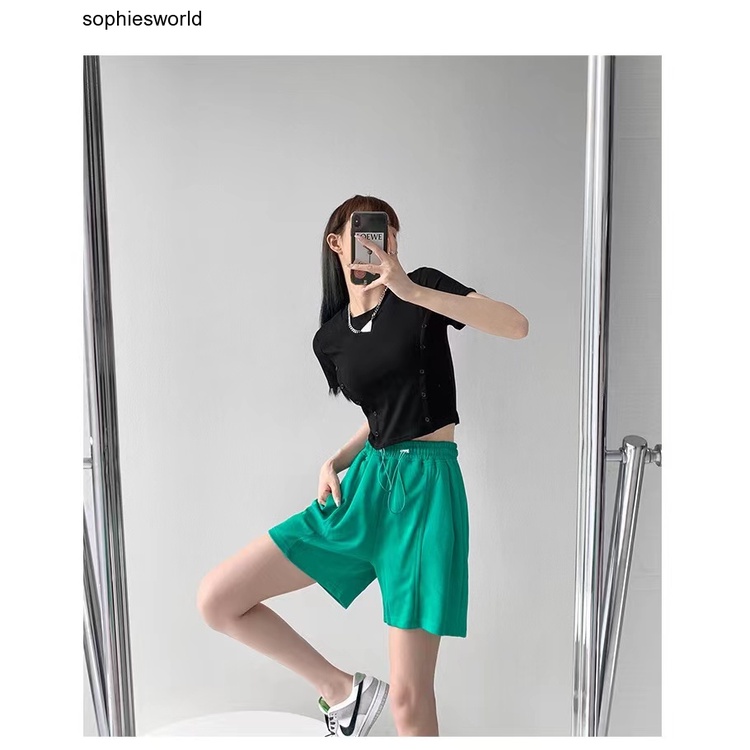 Quần Short Thể Thao Ống Suông Rộng Màu Trơn Phong Cách Mỹ 6 Màu Sắc Size M-2XL Cho Nam Nữ