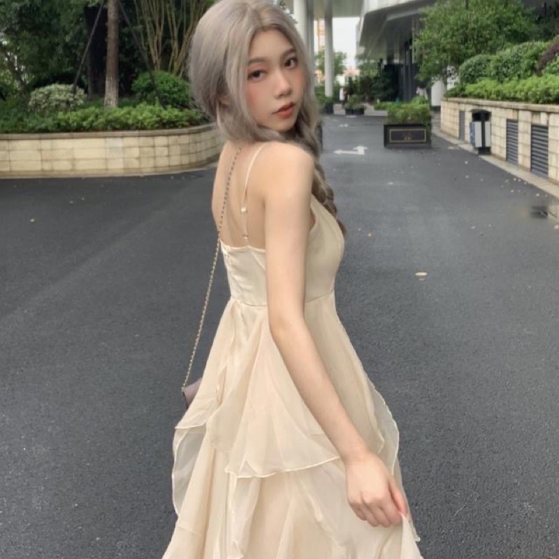 Đầm 2 dây công chúa cổ tích dáng dài phối nhiều tầng ☁️