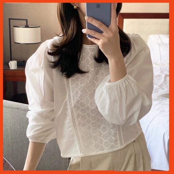 áo babydoll tiểu thư A257 cổ tròn quảng châu Thời trang Xmin HIHISHOPHAHA