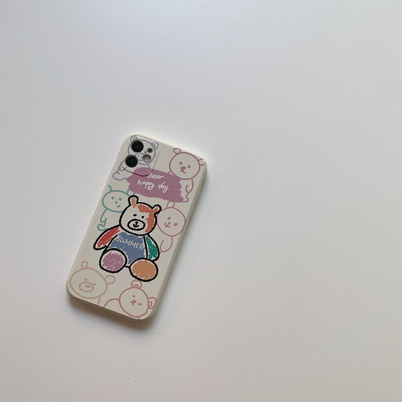 Ốp lưng iphone cạnh vuông in hoạt hình Gấu summer 6s/6plus/6splus/7plus/8plus/x/xs/xs max/11/11promax/12pro/12promax | BigBuy360 - bigbuy360.vn