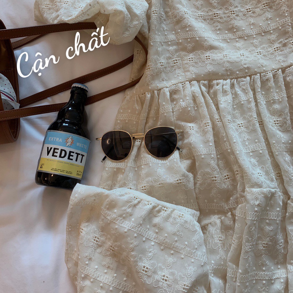 Váy đầm babydoll tay bồng màu be nhạt phong cách thanh lịch - Mao Tử Store