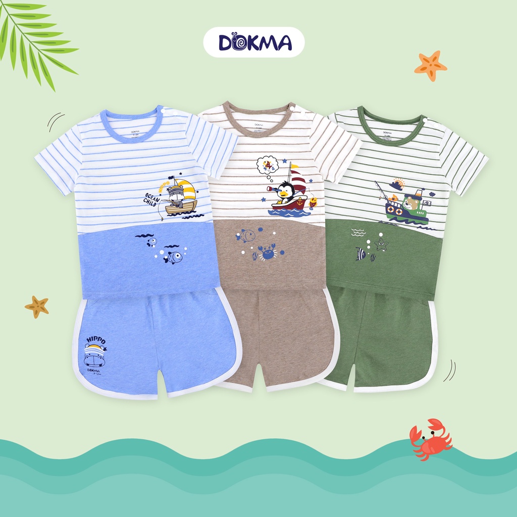 DMB396 Bộ cộc tay cài vai cotton Dokma (9-36M)