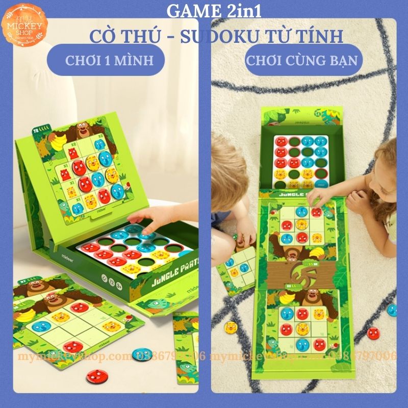 MIDEER SUDOKU - trò chơi toán học tư duy - cờ board games 2 trong 1 Cờ Thú - Cờ Toán cho bé từ 3 tuổi 4 cấp độ