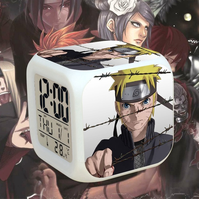 Đồng hồ báo thức điện tử hình nhân vật hoạt hình Naruto có đèn LED màu sắc