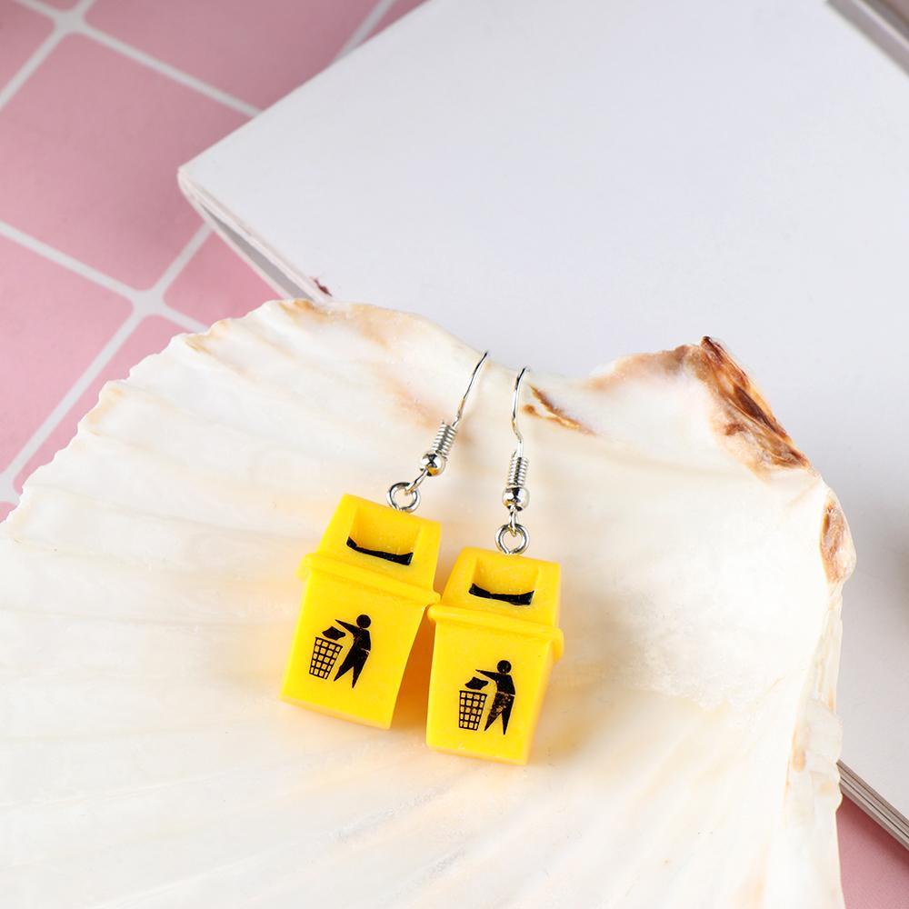 1 Đôi Bông Tai Hình Thùng Rác Sáng Tạo Thời Trang
