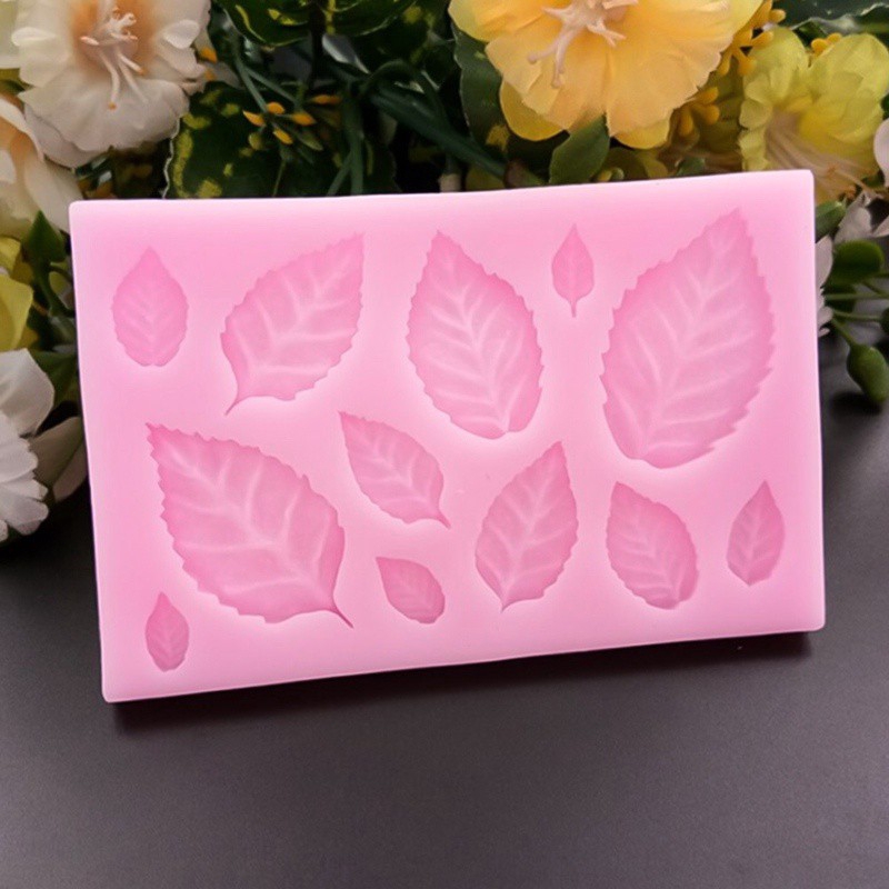1 Khuôn Silicone Nhấn Bánh Hình Lá 3d Diy