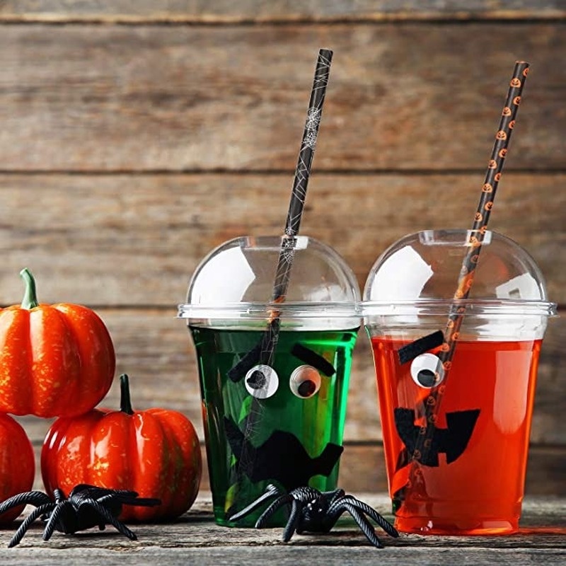 Set 25 Ống Hút Giấy Họa Tiết Halloween Có Thể Phân Hủy Sinh Học